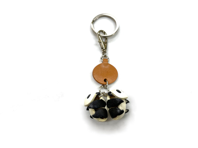 Twin Pandas Leather Keychains Animal