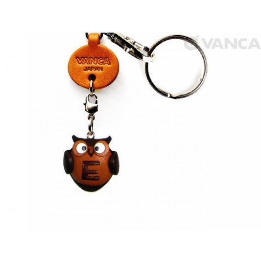 Initial Owl E Leather Animal Keychain