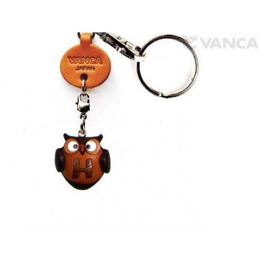 Initial Owl H Leather Animal Keychain