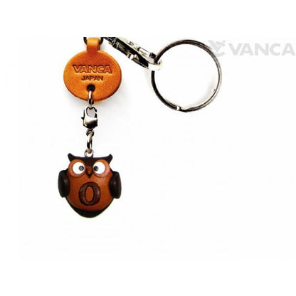 Initial Owl O Leather Animal Keychain