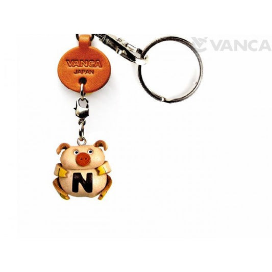 Initial Pig N Leather Animal Keychain