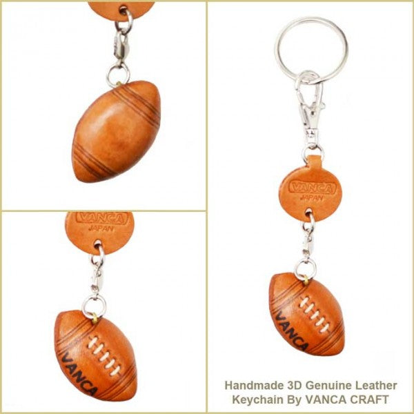 Rugby Ball/American Football Leather Keychain