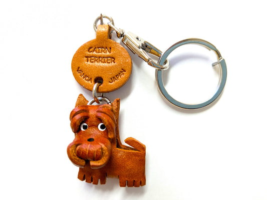 Cairn Terrier Leather Dog Keychain