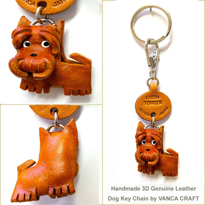 Cairn Terrier Leather Dog Keychain