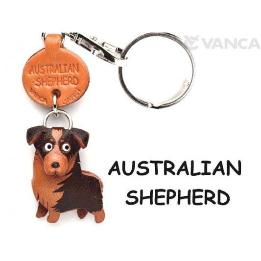 Australian Shepherd Leather Dog Keychain