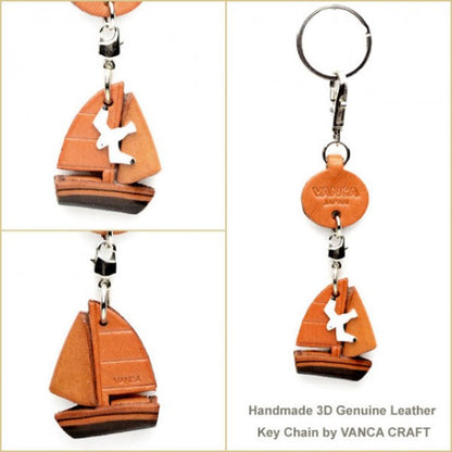 Sailboat Japanese Leather Keychains Goods