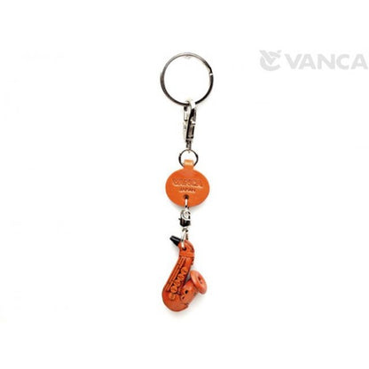 Saxophone Leather Keychain