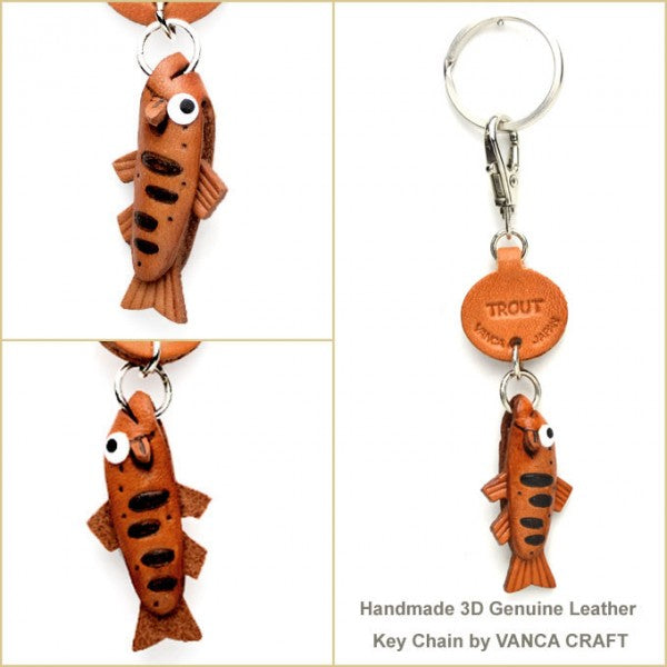 Trout Japanese Leather Keychains Fish