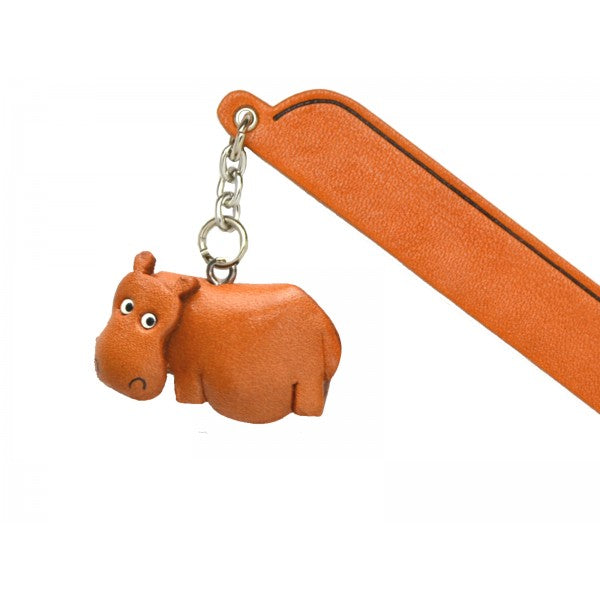 Hippopotamus Leather Charm Bookmarker