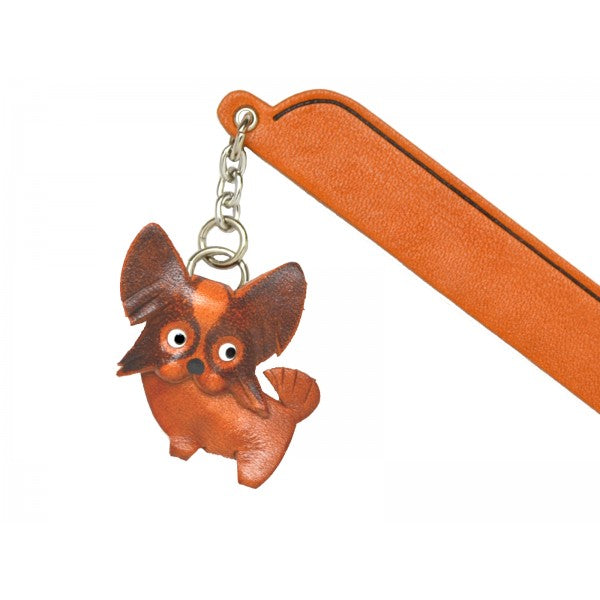 Papillon Leather dog Charm Bookmarker