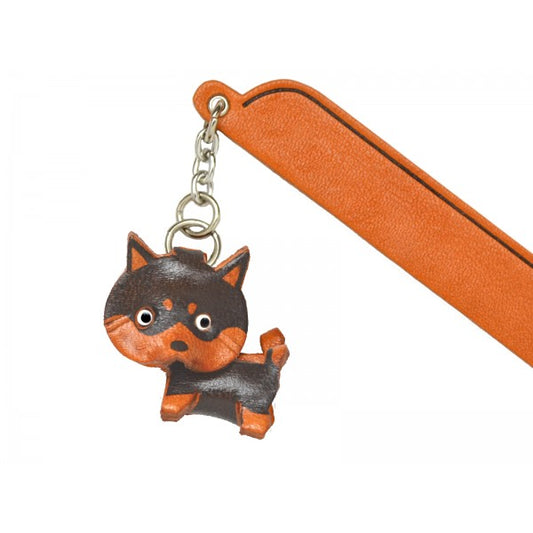 Shiba Black&Tan Leather dog Charm Bookmarker