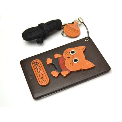 Cat Leather Commuter Pass case/card Holders #26407