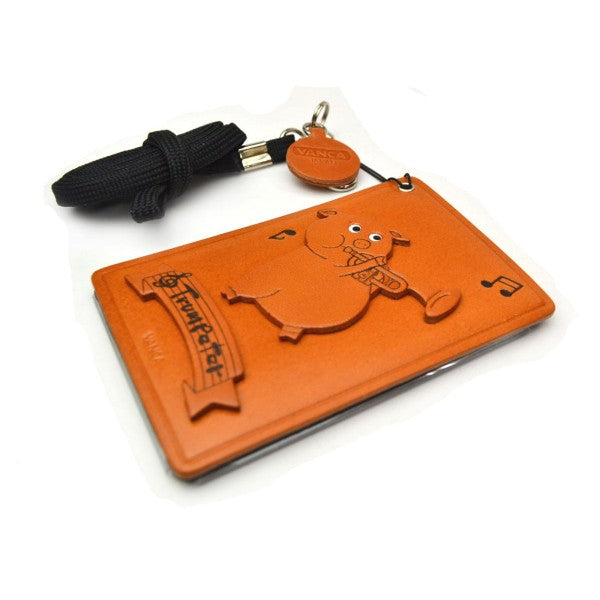 Pig with Trumpet Leather Commuter Pass/Passcard Holders