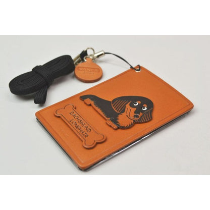 Dachshund Long Black&Tan Leather Commuter Pass/Passcard Holders