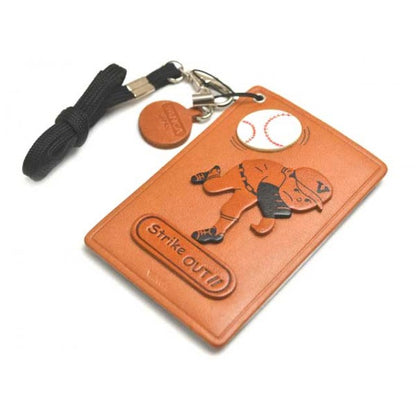 Pitcher Strike out Leather Commuter Pass case/card Holders