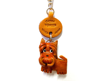 Cairn Terrier Leather Dog Keychain