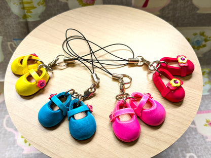 Red Shoes With Ribbon Leather Cellularphone Charm