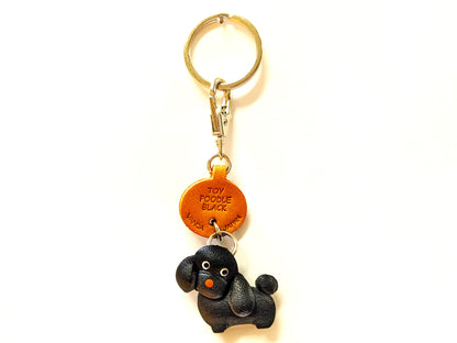 Toy Poodle Black Leather Dog Keychain