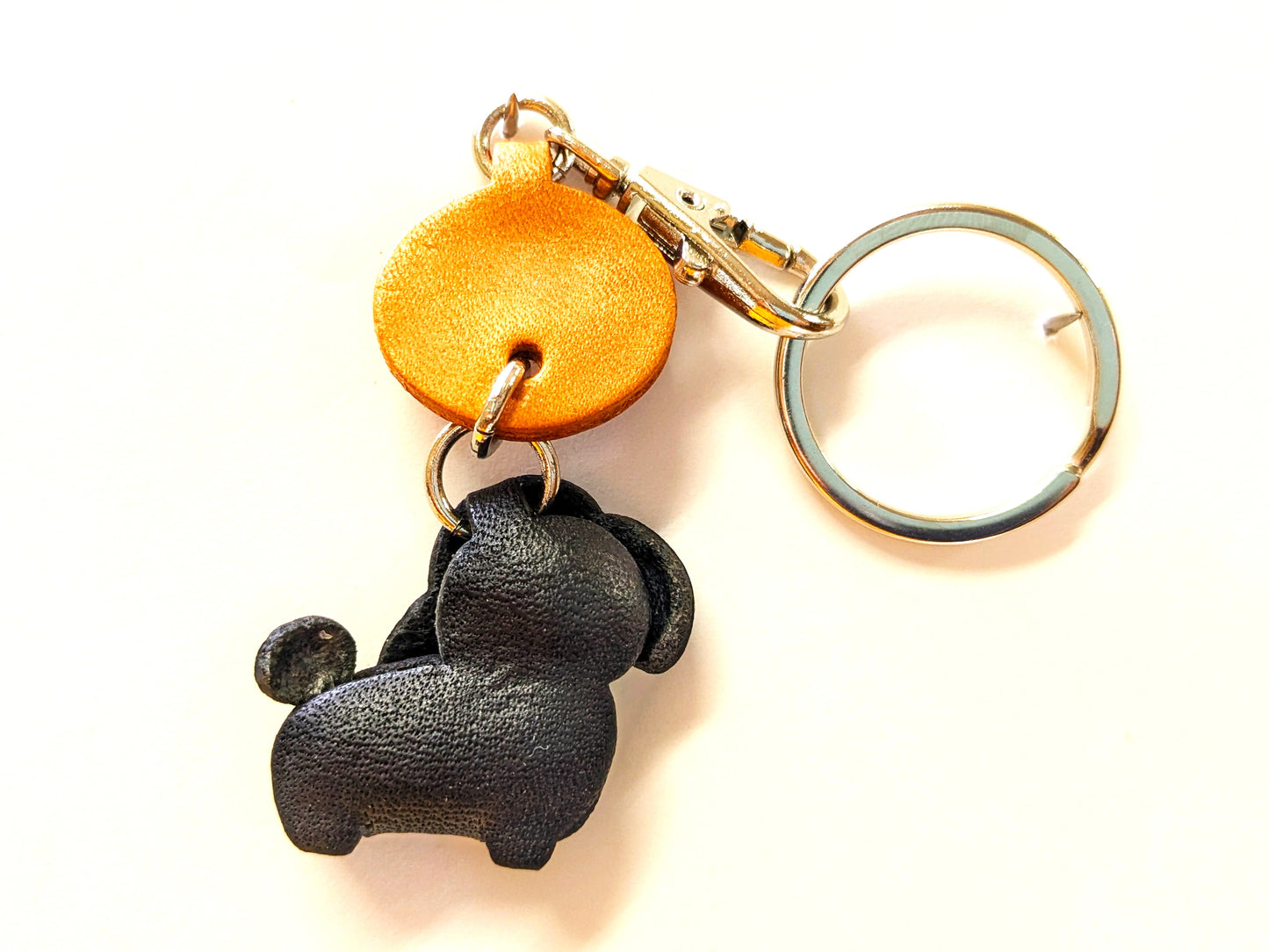 Toy Poodle Black Leather Dog Keychain