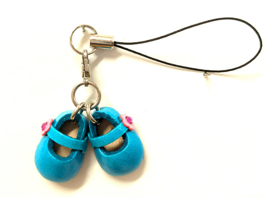 First Shoes Blue Leather Cellularphone Charm