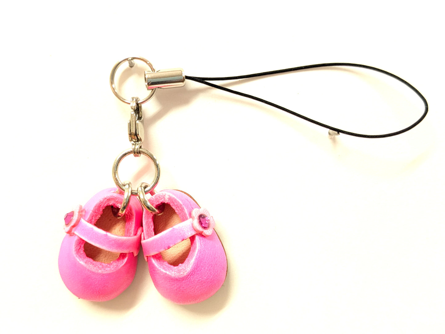 First Shoes Pink Leather Cellularphone Charm