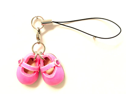 First Shoes Pink Leather Cellularphone Charm