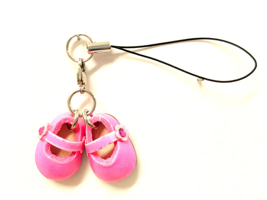 First Shoes Pink Leather Cellularphone Charm