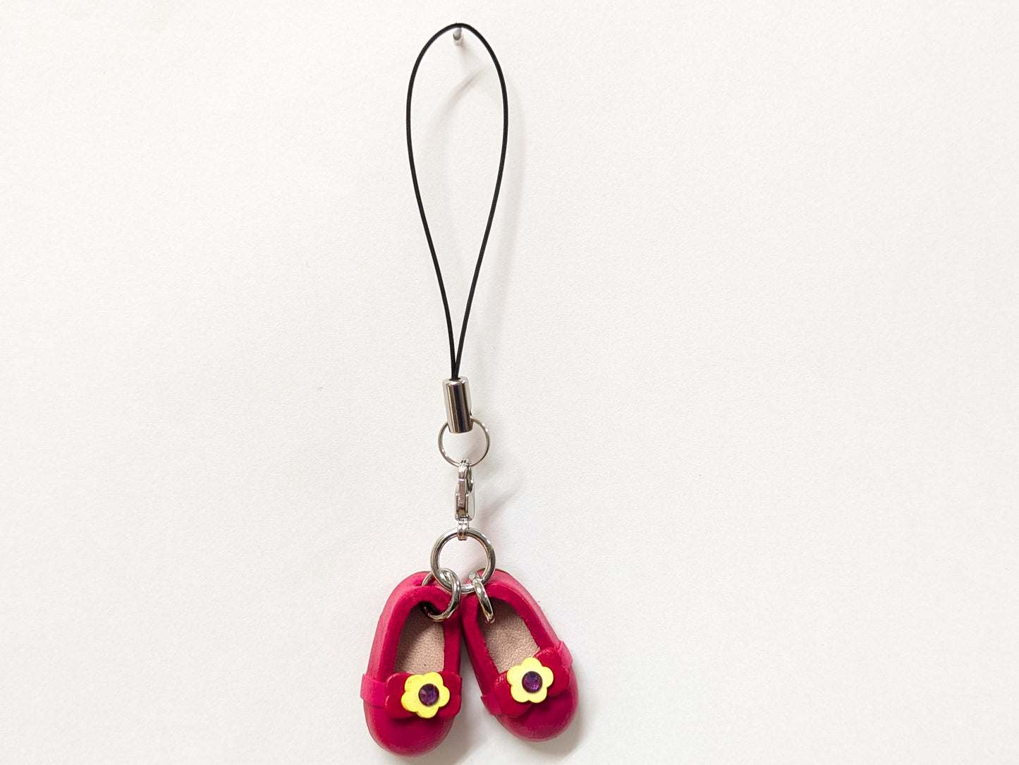 Red Shoes With Ribbon Leather Cellularphone Charm