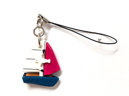Sail Boat Leather Cellularphone Charm