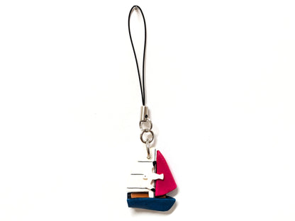 Sail Boat Leather Cellularphone Charm