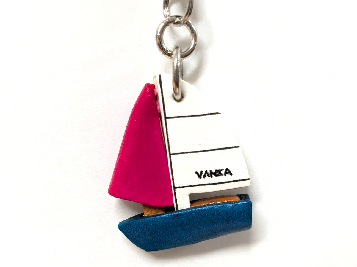 Sail Boat Leather Cellularphone Charm