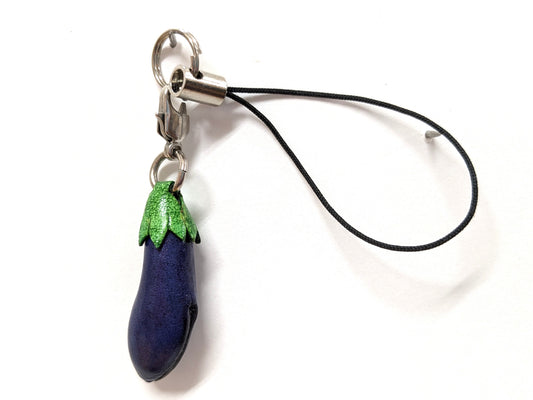 Eggplant Leather Cellularphone Charm Vegetables