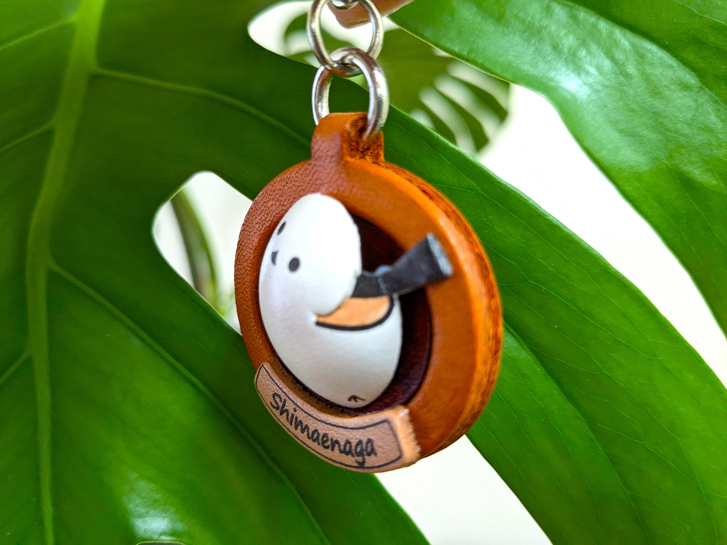 Long tailed tits Japanese Leather Plate Keychain