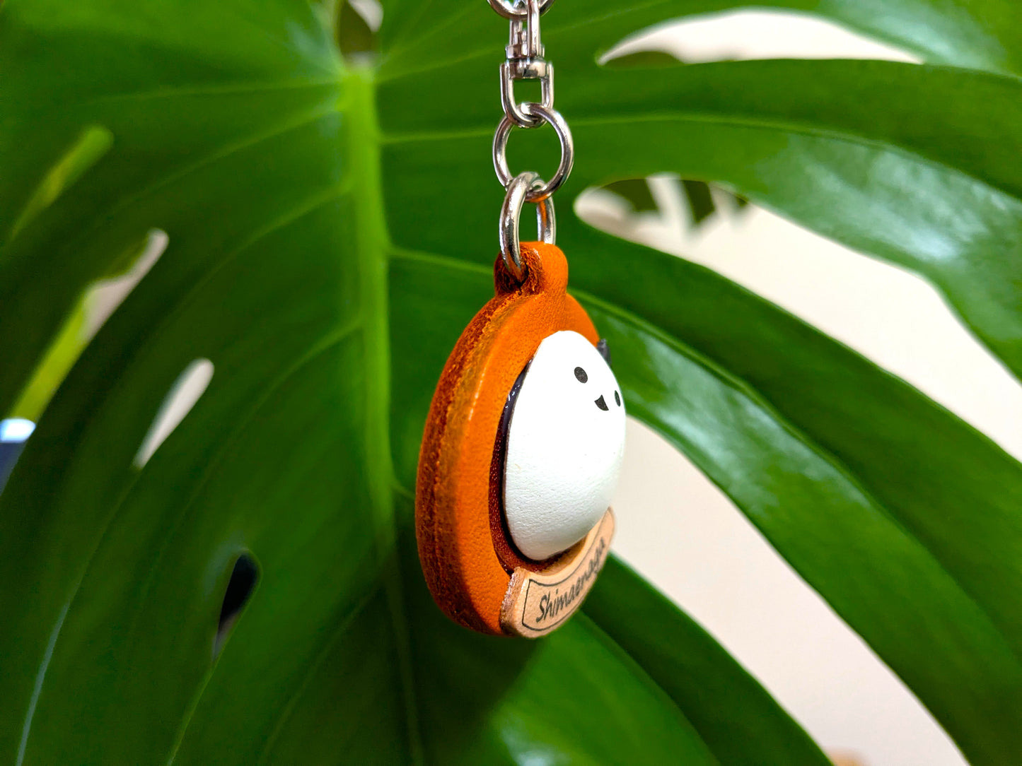 Long tailed tits Japanese Leather Plate Keychain