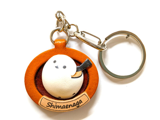 Long tailed tits Japanese Leather Plate Keychain