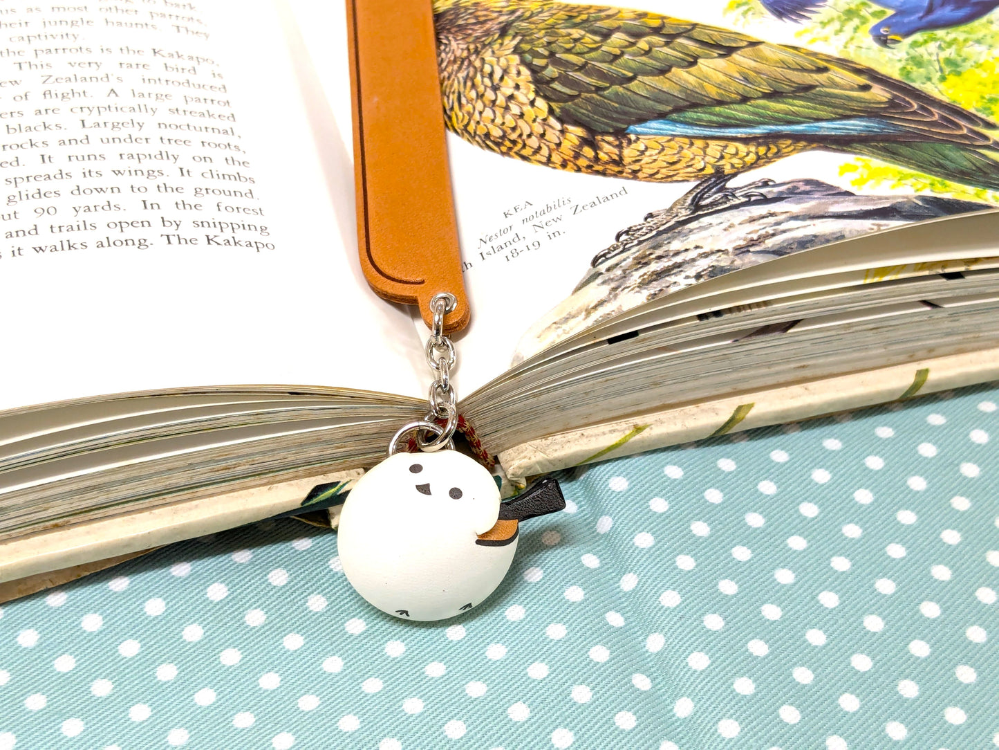 Long-tailed tit Leather Charm Bookmarker