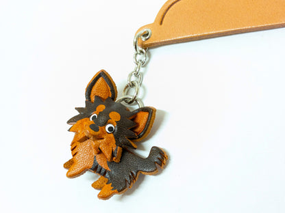 Chihuahua Long Haird/coat Black&Tan Leather dog Charm Bookmarker