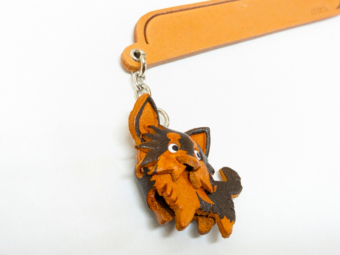 Chihuahua Long Haird/coat Black&Tan Leather dog Charm Bookmarker