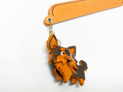 Chihuahua Long Haird/coat Black&Tan Leather dog Charm Bookmarker