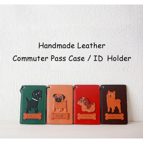 Dog with Guitar Leather Commuter Pass case/card Holders #26426