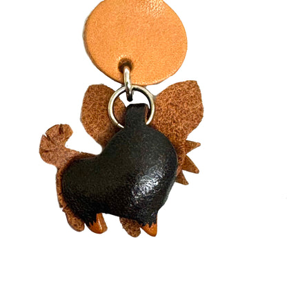 Chihuahua Long Haird/coat Black&Tan Leather Cellularphone Charm