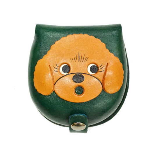 Toy poodle-green Handmade Genuine Leather Animal Color Coin case/Purse #26092-3