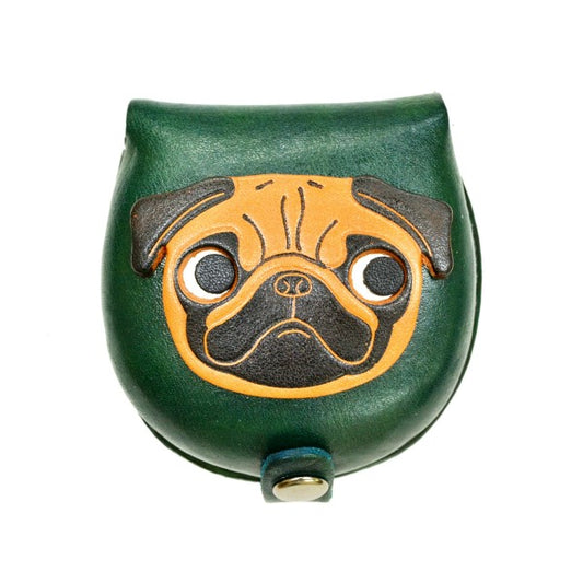 Pug-green Handmade Genuine Leather Animal Color Coin case/Purse #26093-3