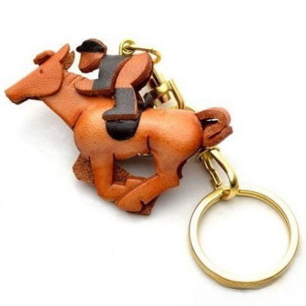Horse Rider Leather Keychain(L)