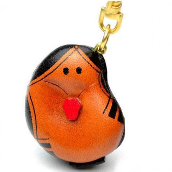Okame(Homely Woman) Leather Keychain(L)