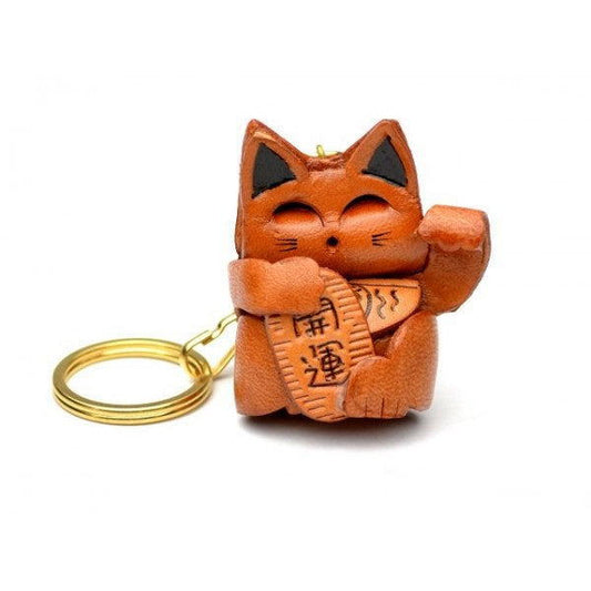 Lucky Cat Leather Keychain(L)