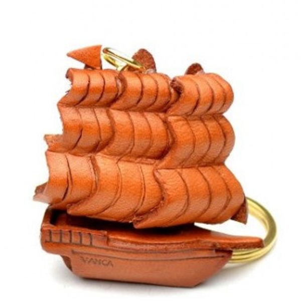 Historical Sailing Boat Leather Keychain(L)
