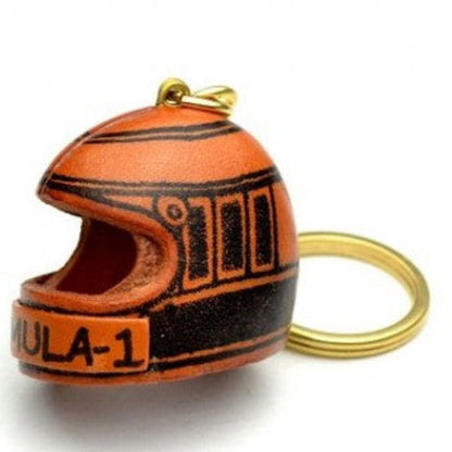 Racing Helmet Leather Keychain(L)