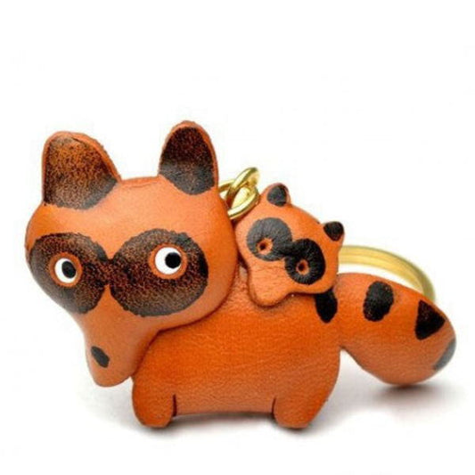 Racoon dog Family Leather Keychain(L)