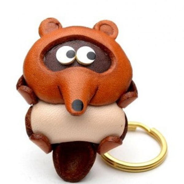 Raccoon Dog Leather Keychain(L)